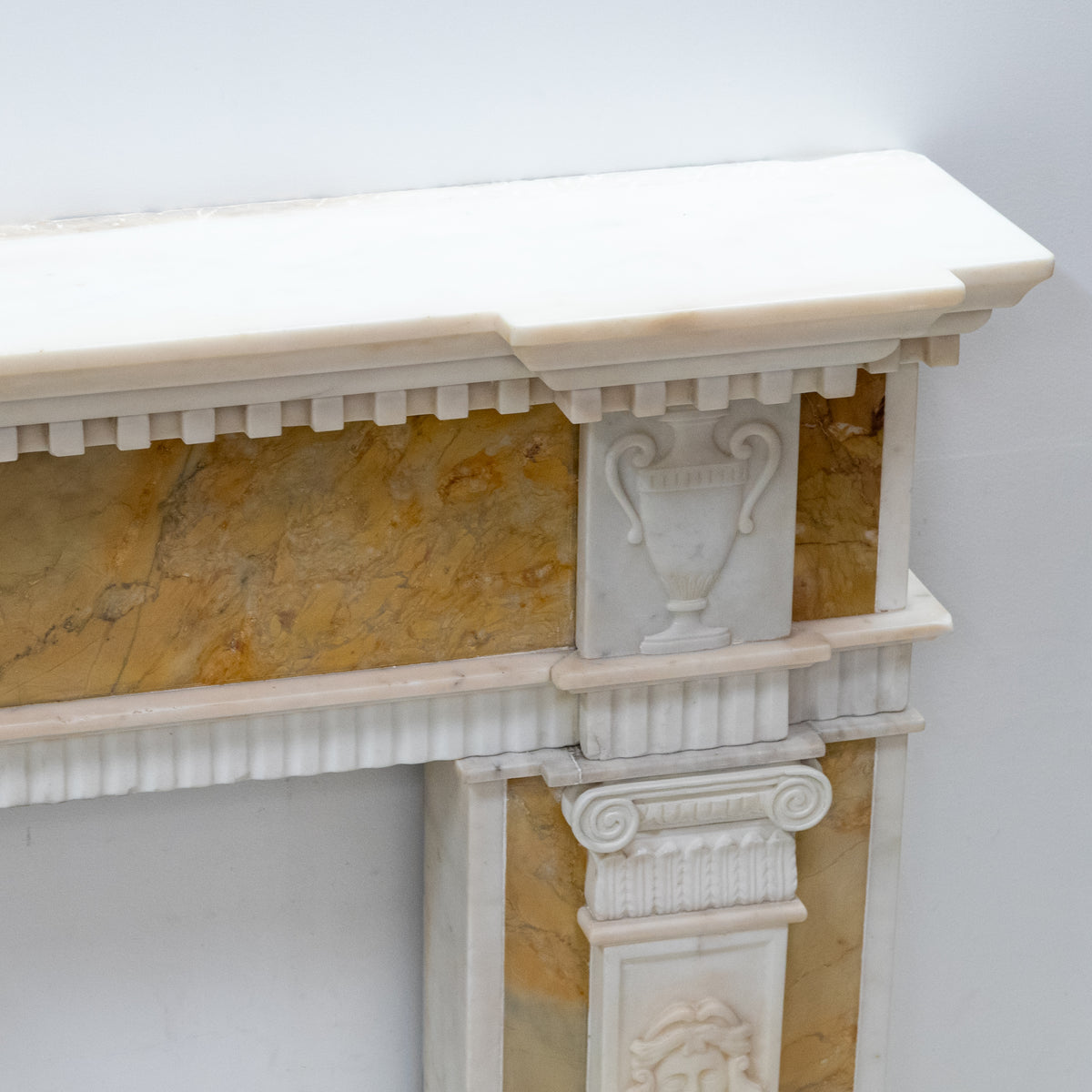 Antique Regency Statuary & Siena Marble Fireplace Surround with Wedgwood Plaque