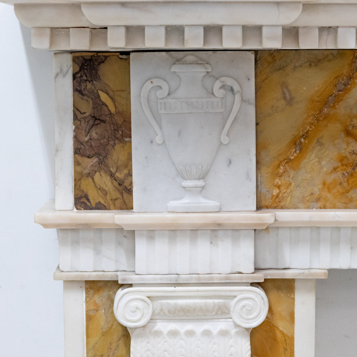 Antique Regency Statuary & Siena Marble Fireplace Surround with Wedgwood Plaque