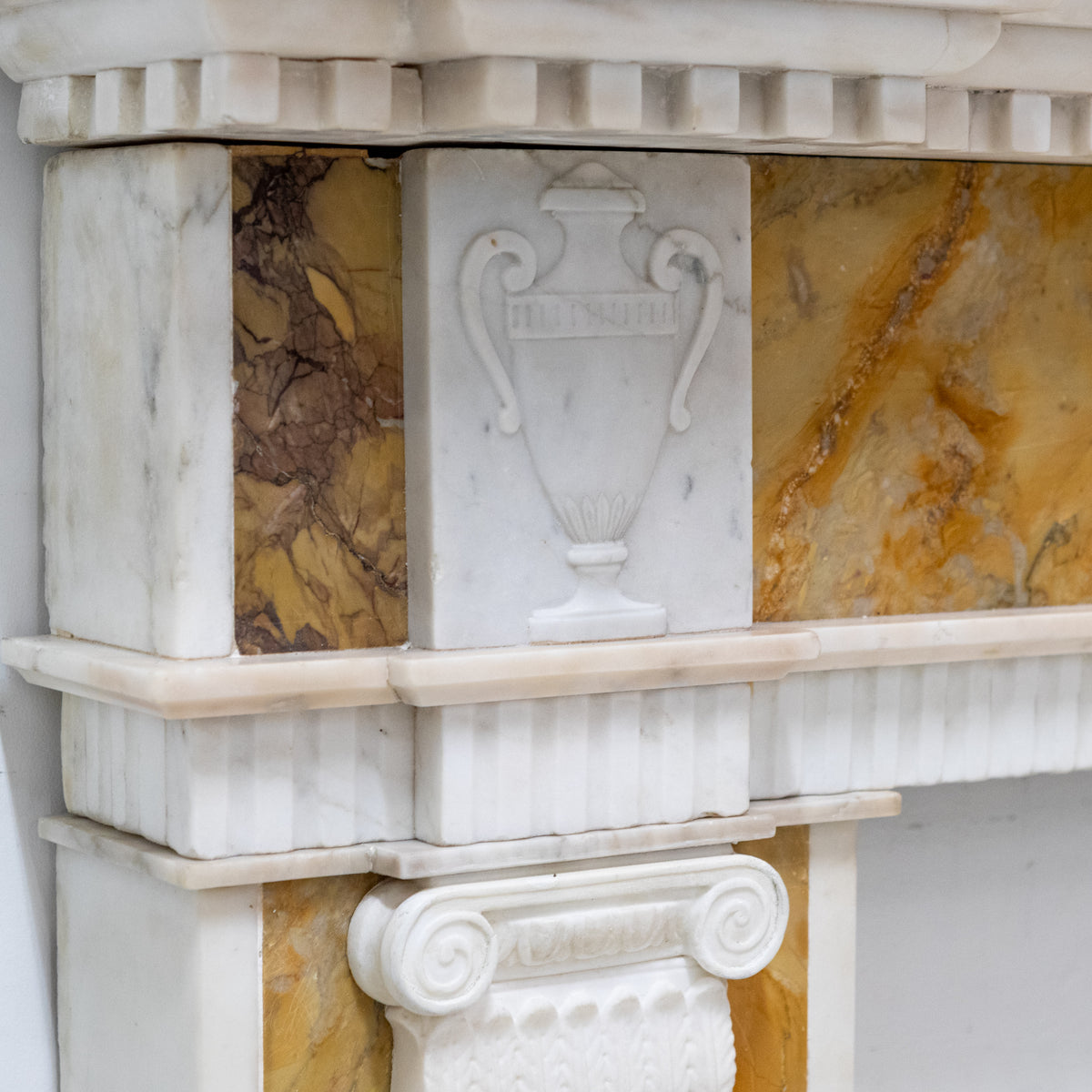 Antique Regency Statuary & Siena Marble Fireplace Surround with Wedgwood Plaque