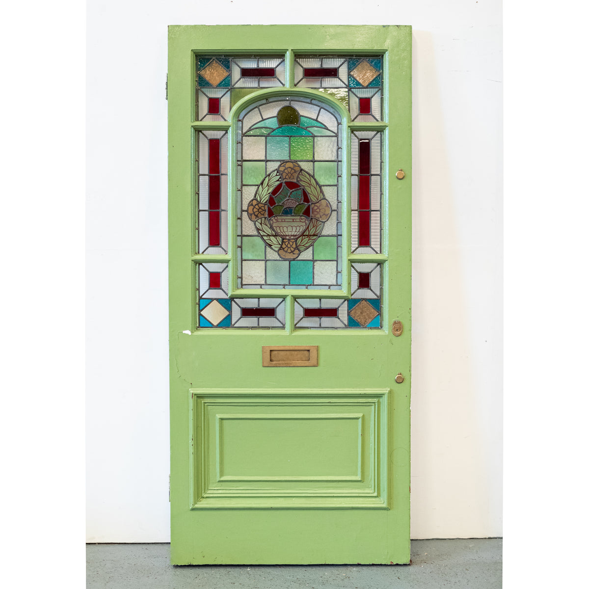 Substantial Antique Stained Glass Door | 208cm x 93cm | The Architectural Forum