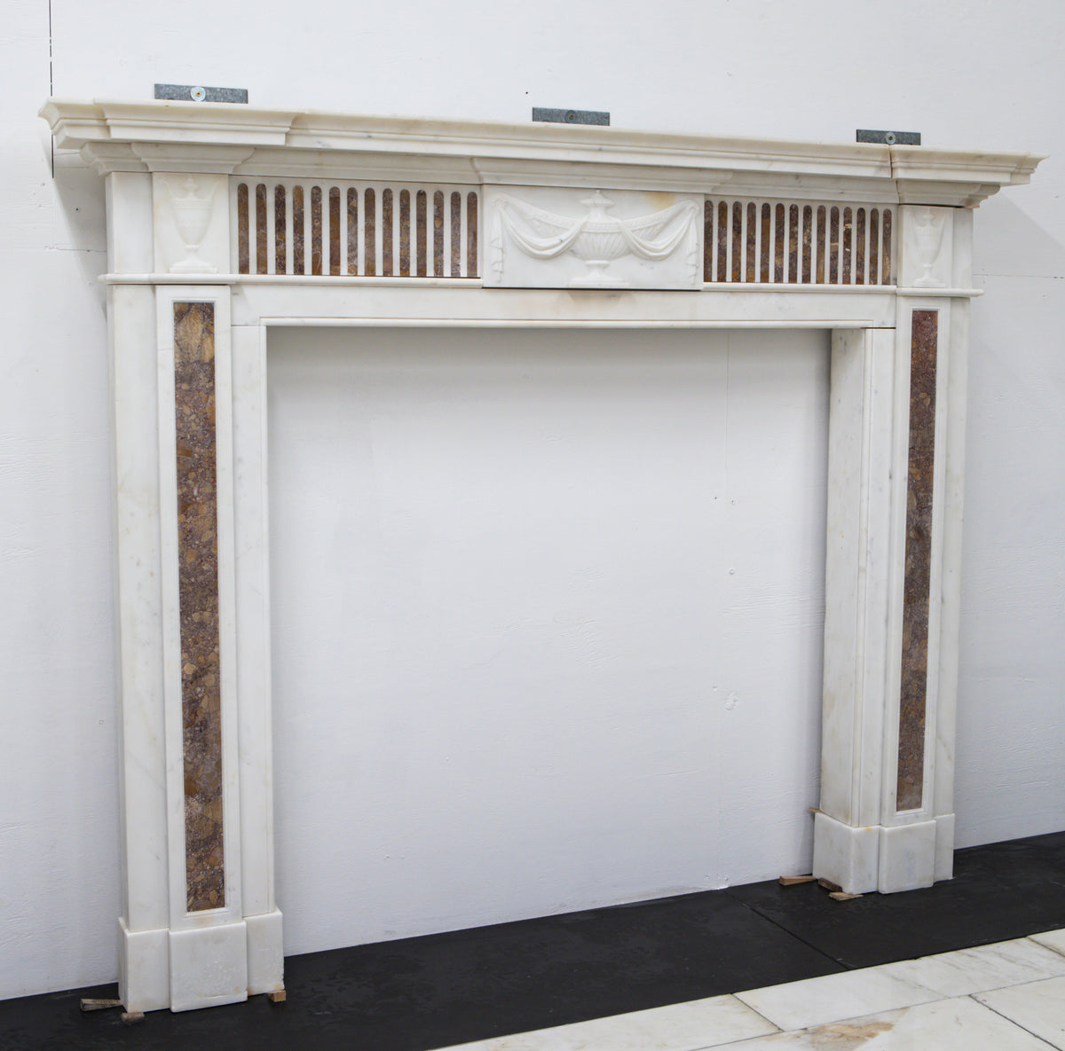 Marble Antique Late Georgian Statuary and Spanish Brocatello Inlay Chimneypiece c.1790 | The Architectural Forum