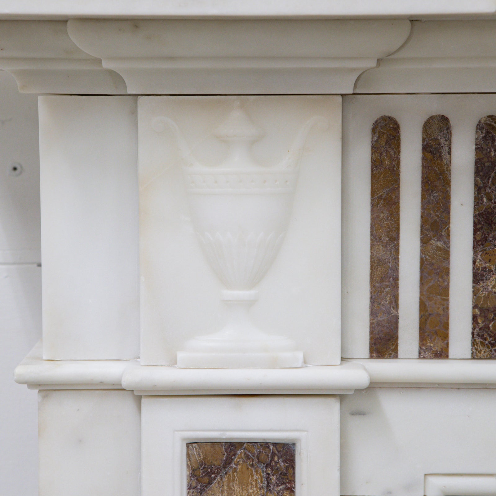 Marble Antique Late Georgian Statuary and Spanish Brocatello Inlay Chimneypiece c.1790 | The Architectural Forum