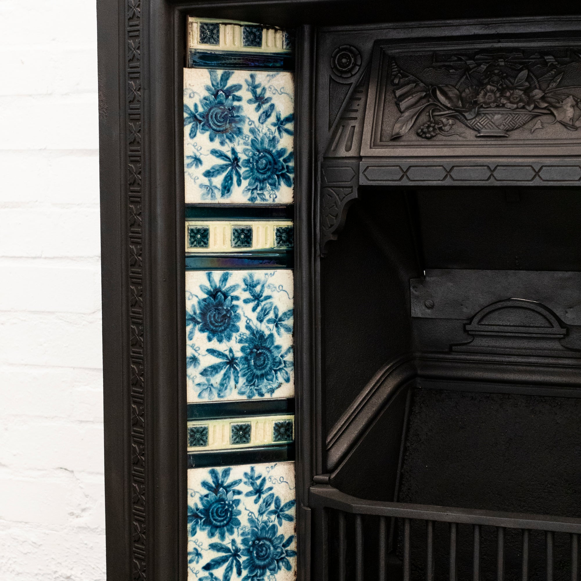 Antique Cast Iron Insert with Original Blue Tiles | The Architectural Forum
