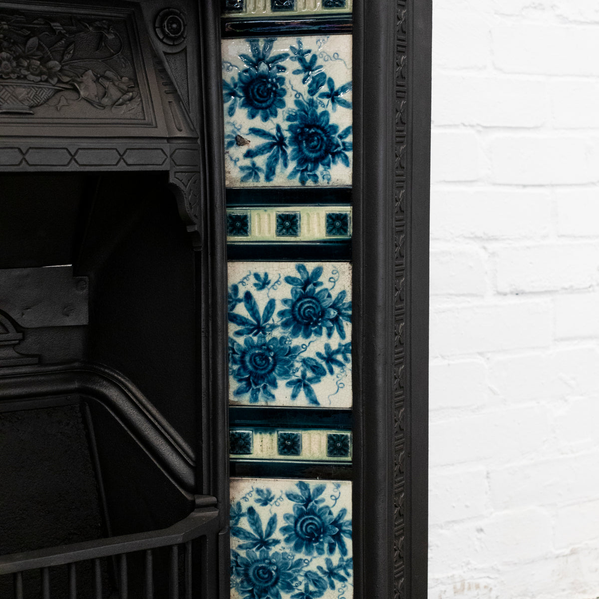 Antique Cast Iron Insert with Original Blue Tiles | The Architectural Forum