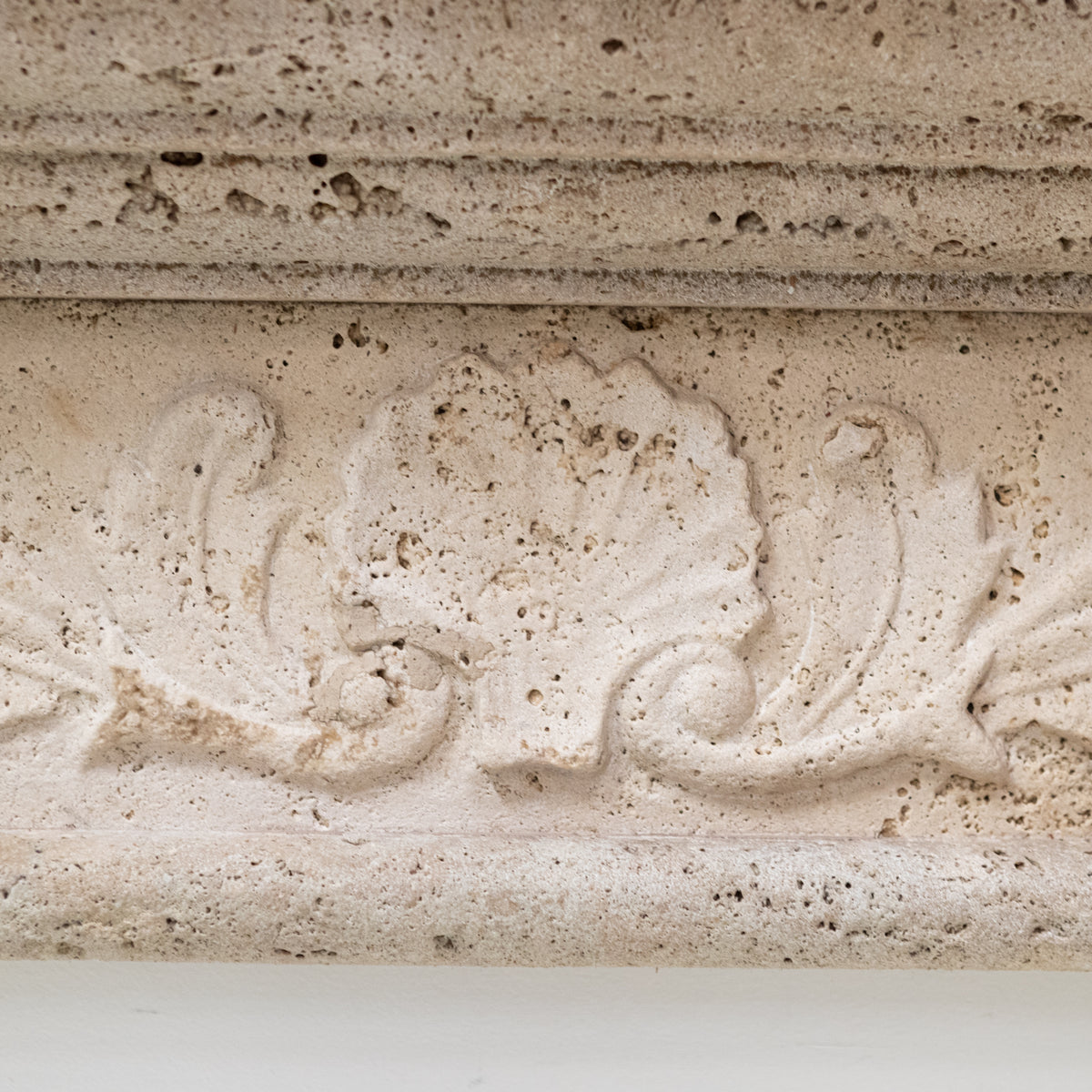 Antique Rustic Travertine Fireplace Surround