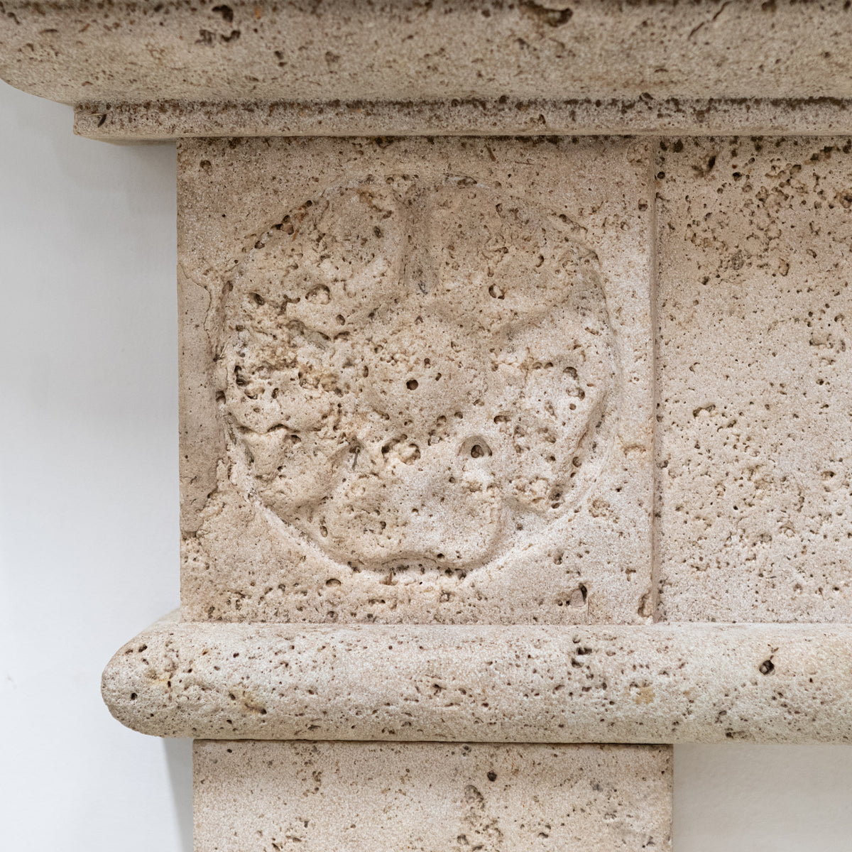 Antique Rustic Travertine Fireplace Surround
