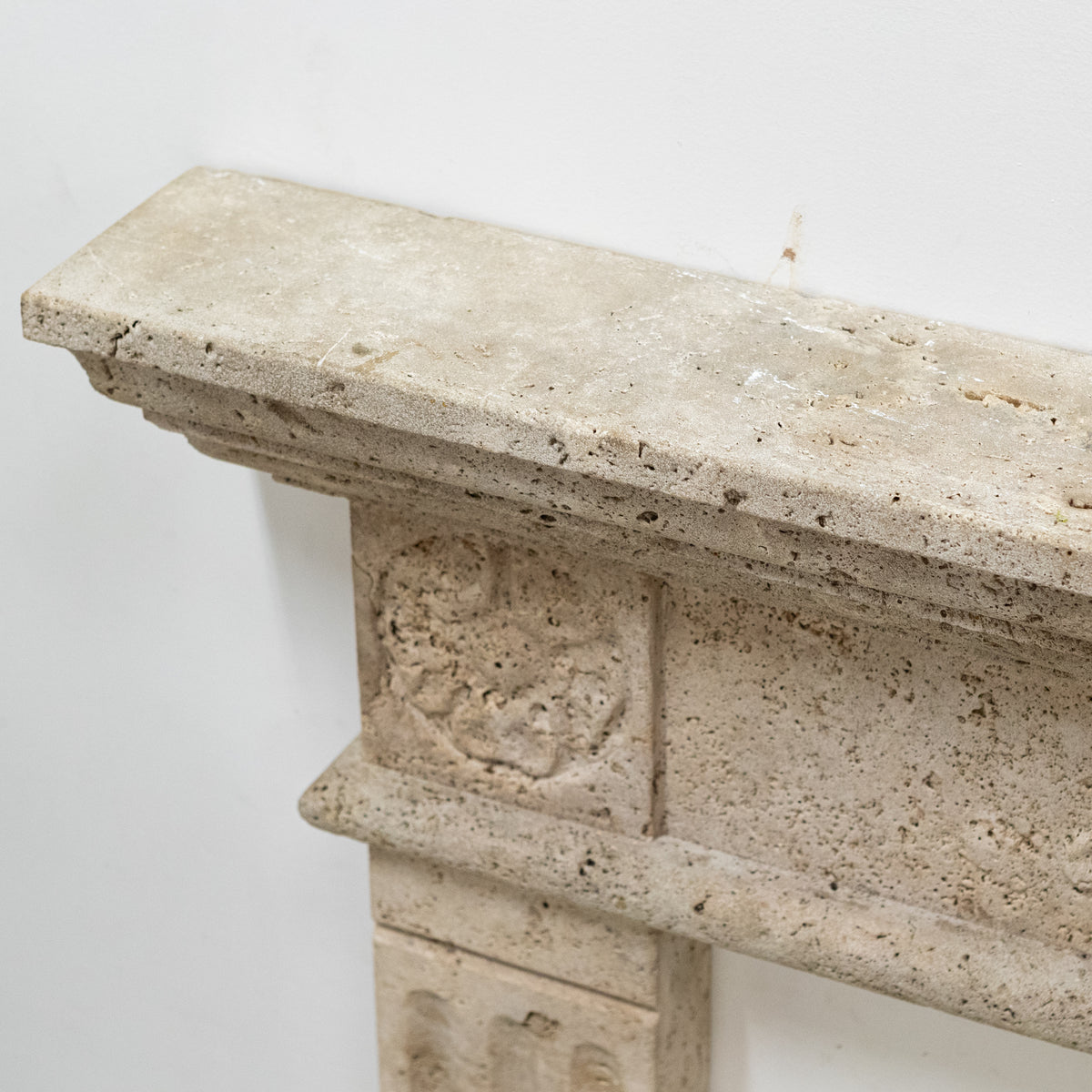 Antique Rustic Travertine Fireplace Surround