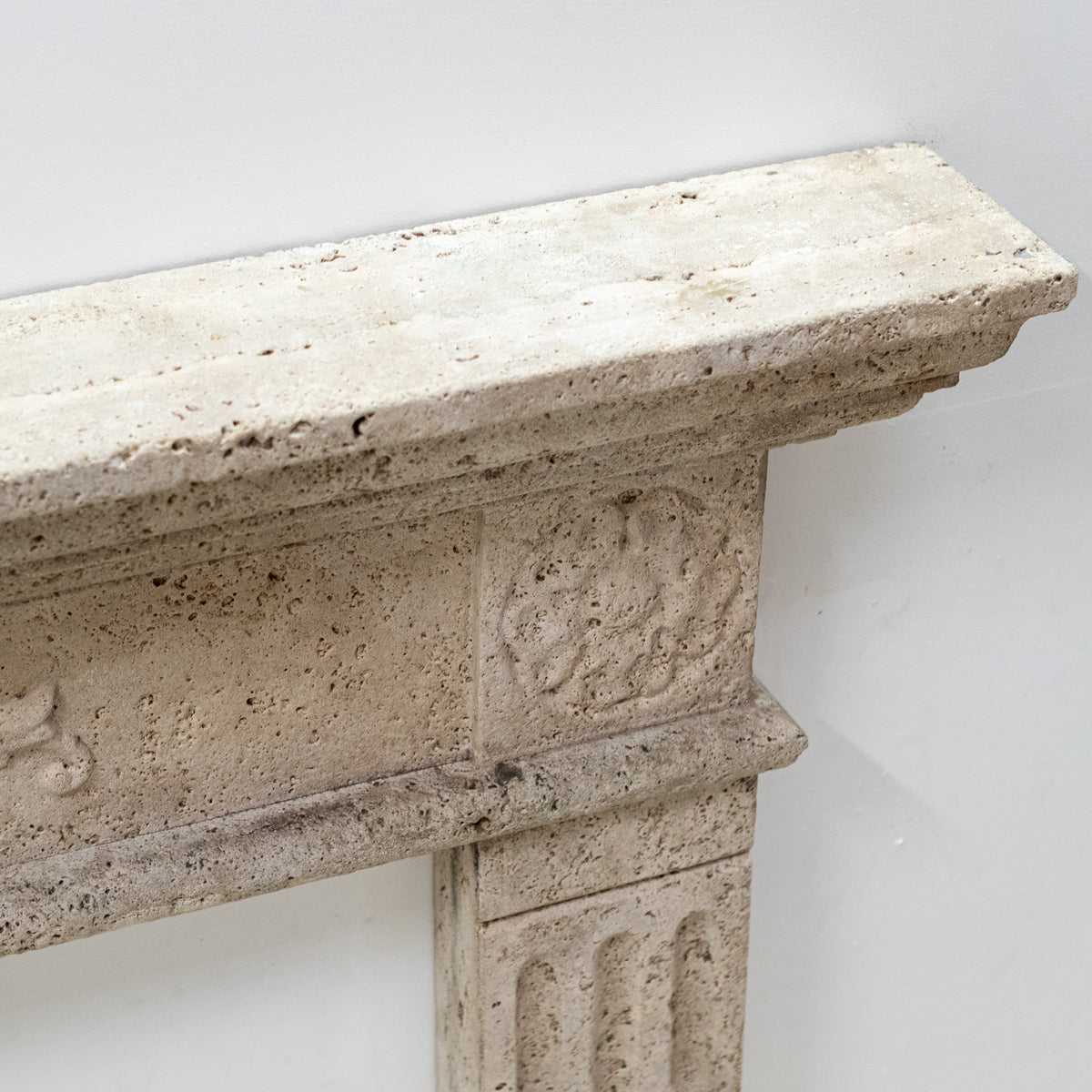 Antique Rustic Travertine Fireplace Surround