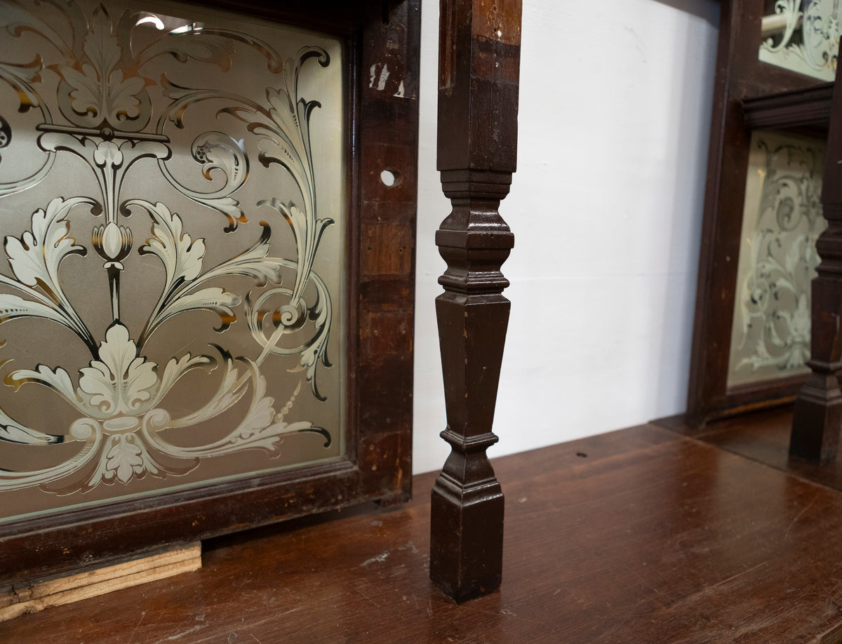 Antique Victorian Mahogany Back Bar | Backfitting with Etched Mirror | The Architectural Forum