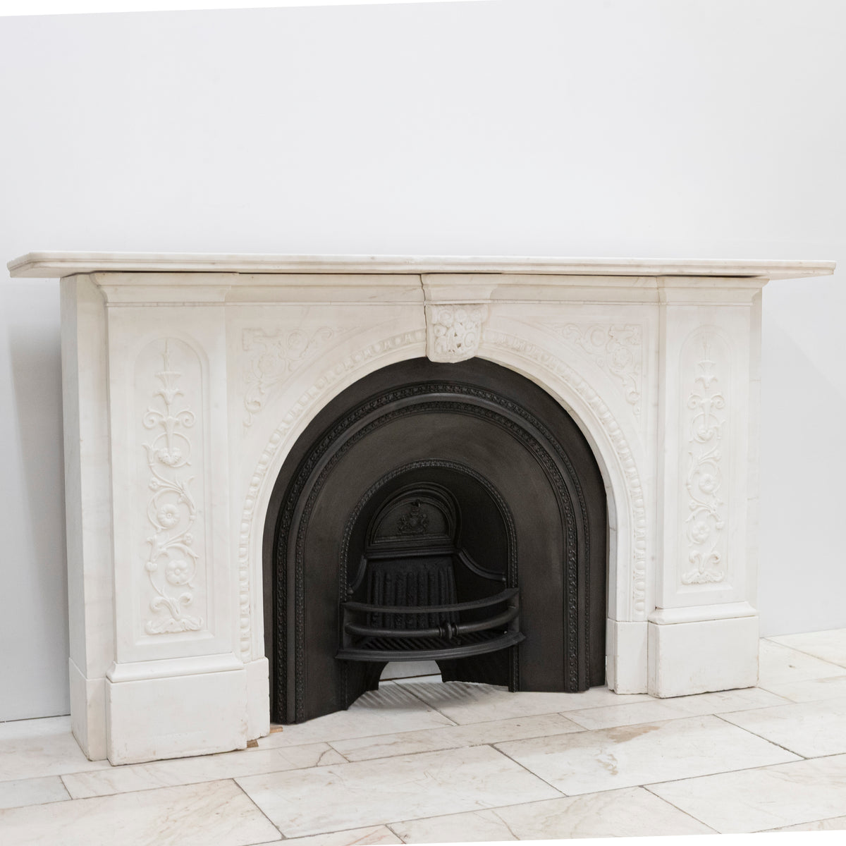 Antique Victorian Carved Statuary Marble Arched Chimneypiece | The Architectural Forum