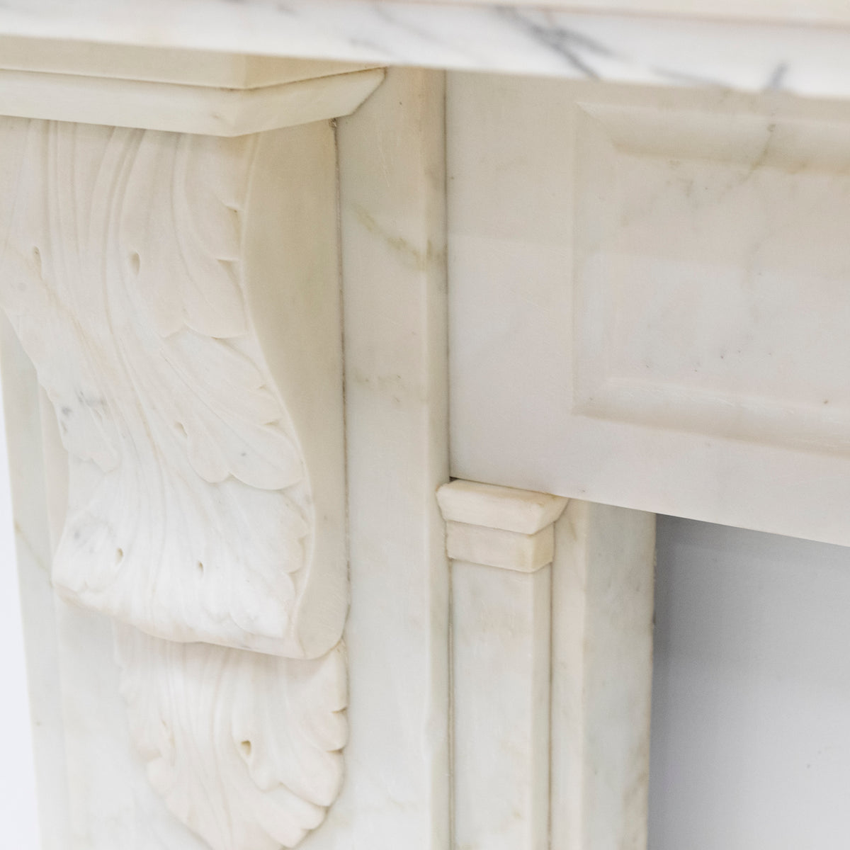 Antique Victorian Statuary Marble Carved Corbel Chimneypiece