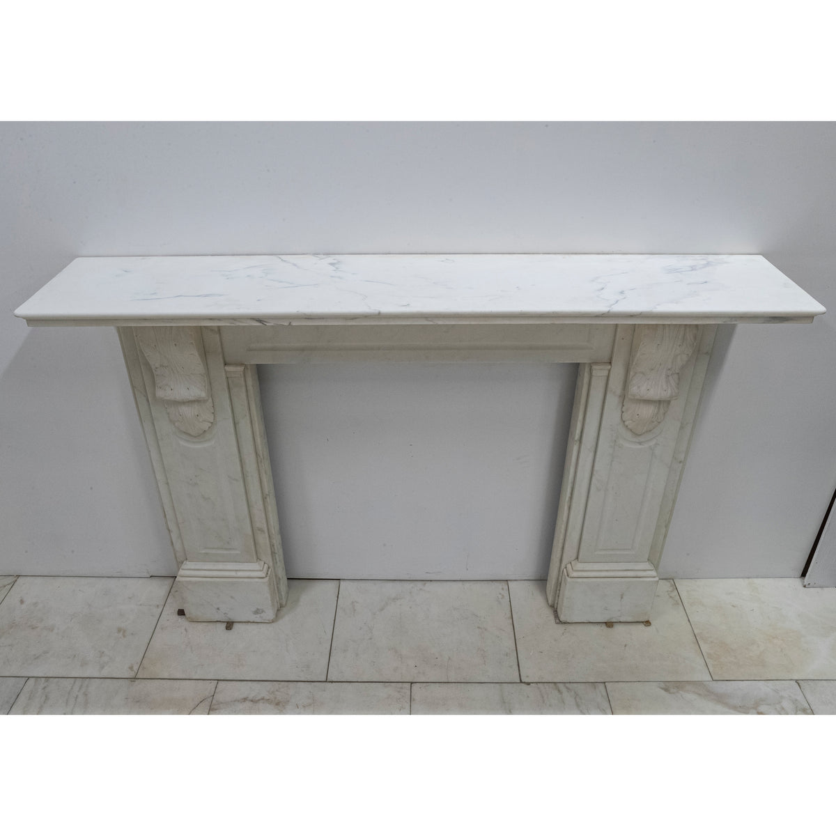 Antique Victorian Statuary Marble Carved Corbel Chimneypiece