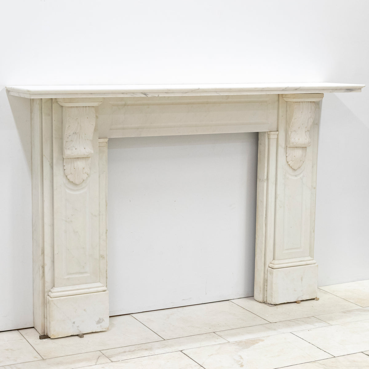 Antique Victorian Statuary Marble Carved Corbel Chimneypiece