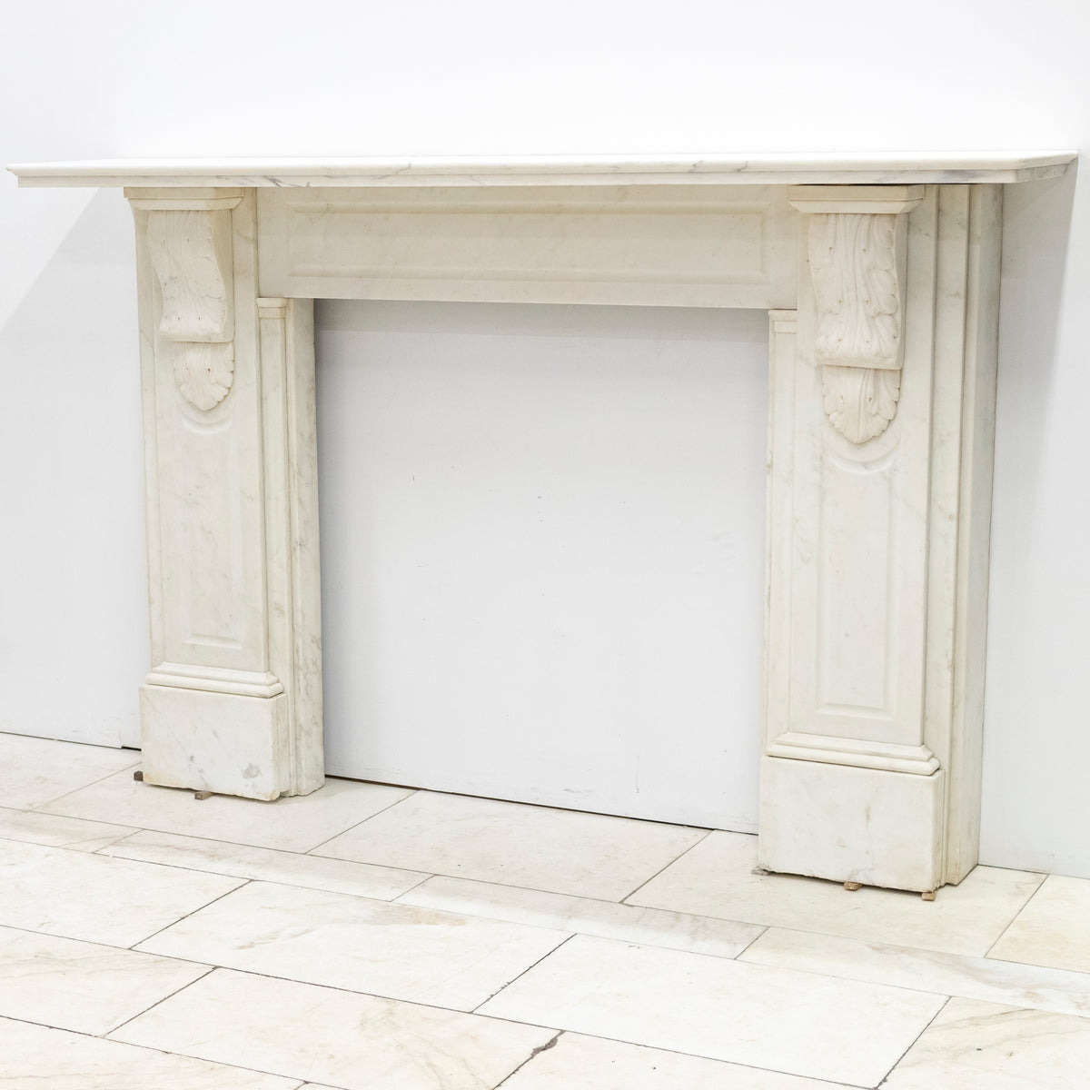 Antique Victorian Statuary Marble Carved Corbel Chimneypiece