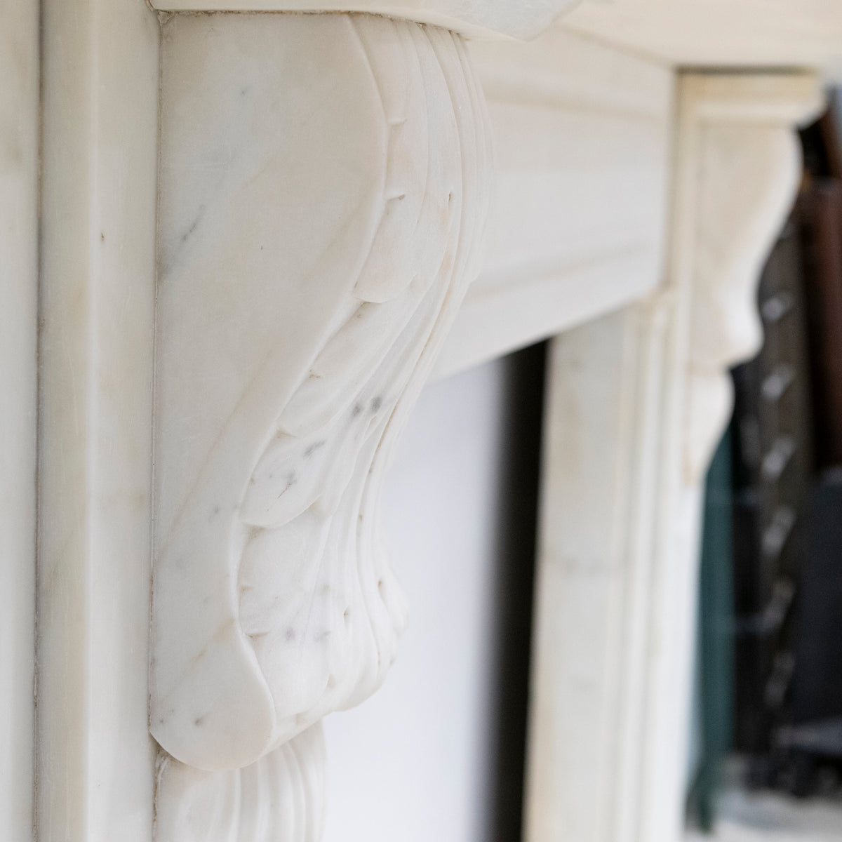 Antique Victorian Statuary Marble Carved Corbel Chimneypiece