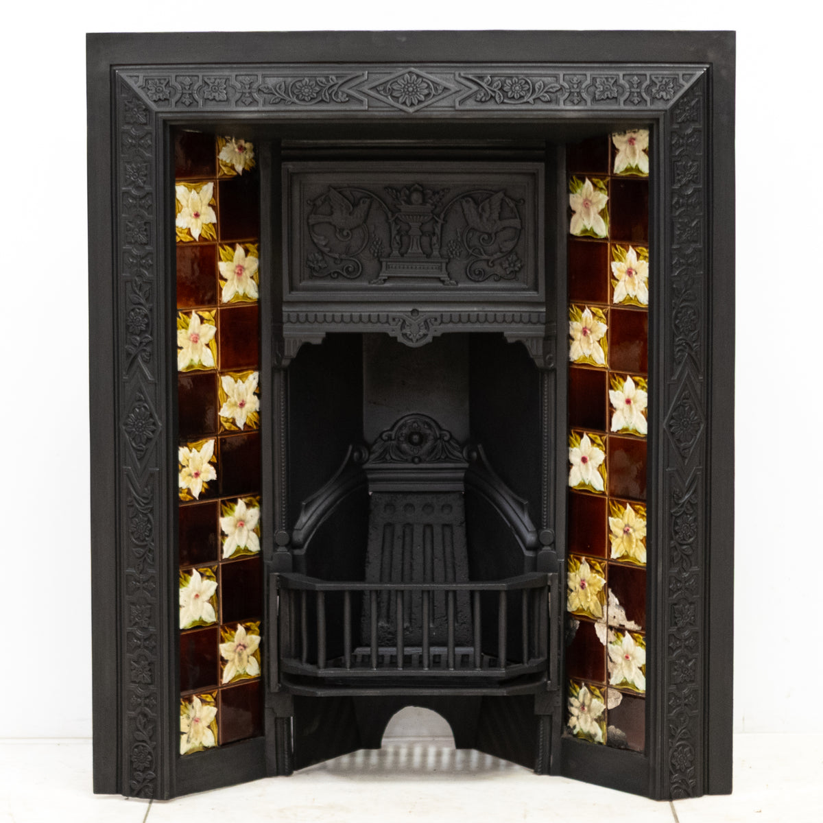 Antique Victorian Tiled Fireplace Insert