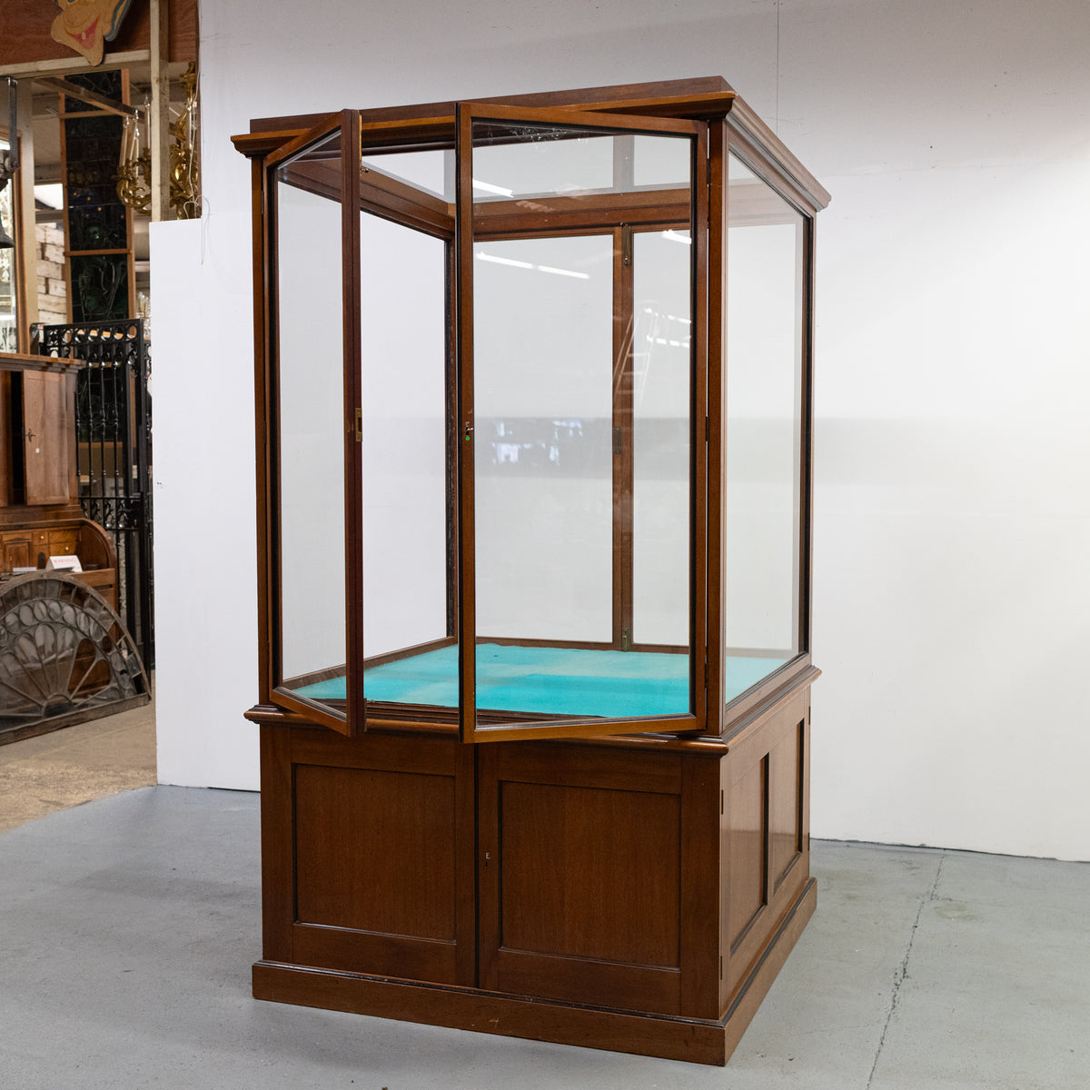 Antique Victorian Mahogany Museum Display Case