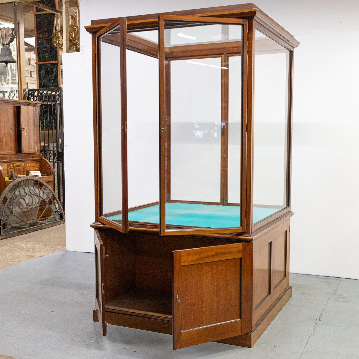 Antique Victorian Mahogany Museum Display Case