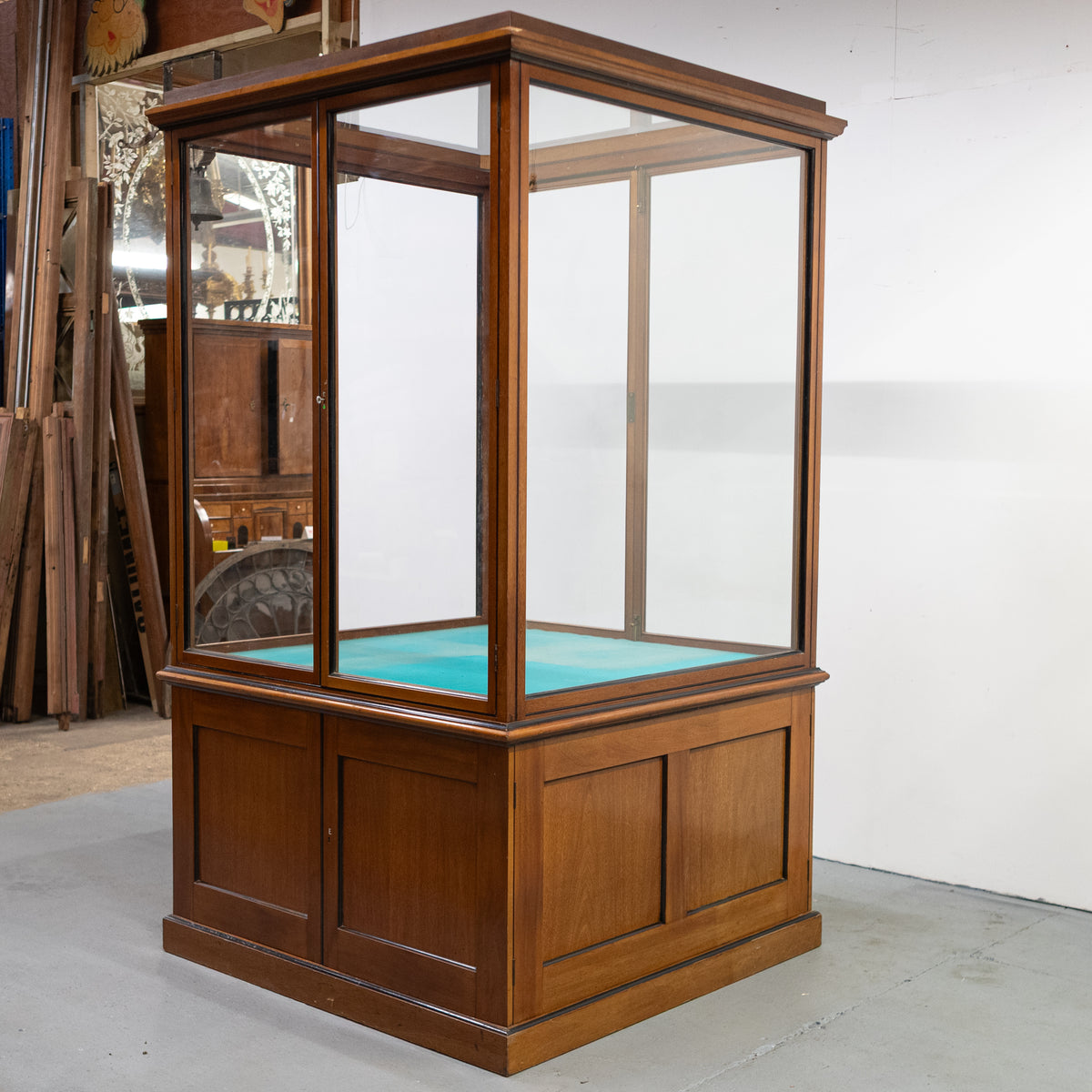 Antique Victorian Mahogany Museum Display Case