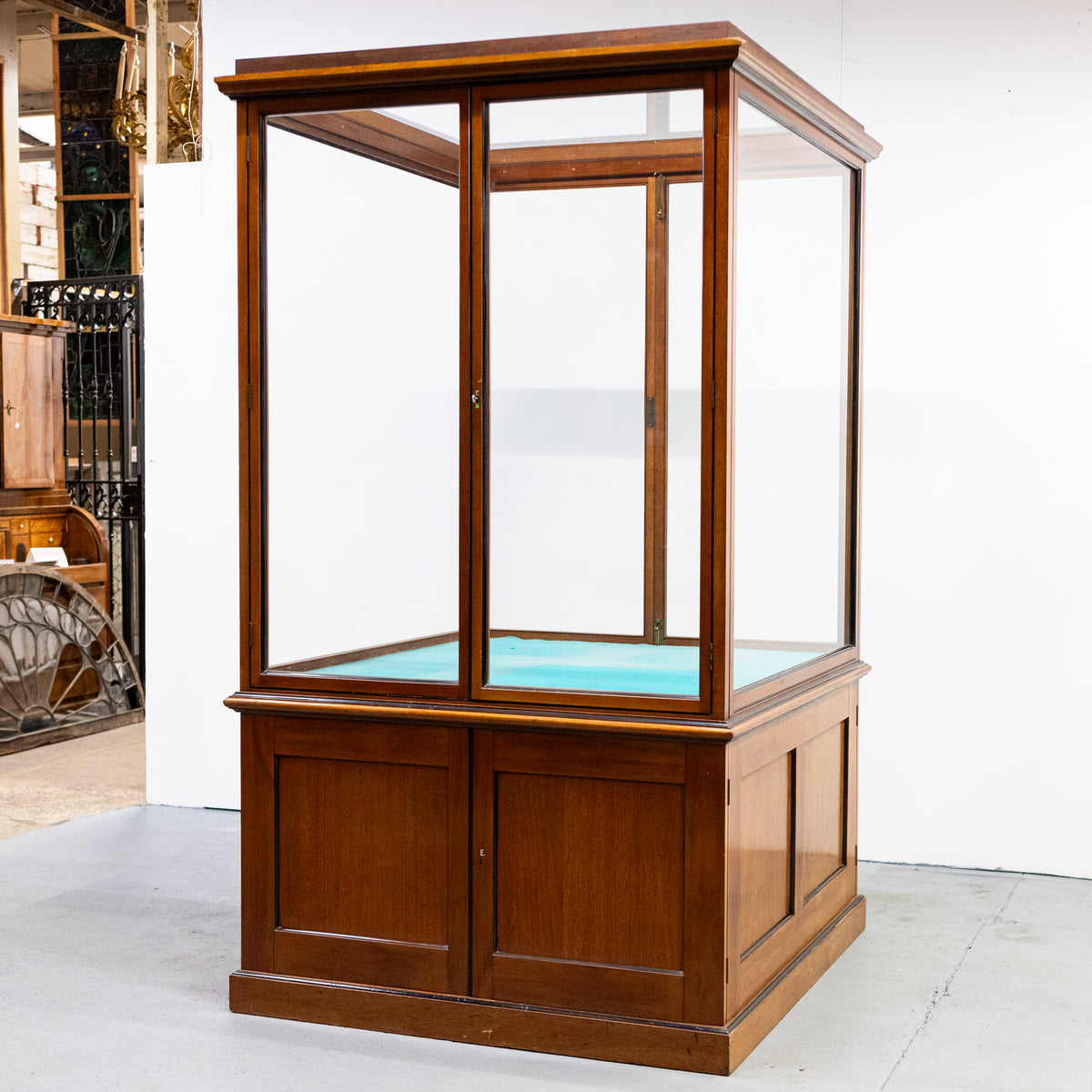 Antique Victorian Mahogany Museum Display Case