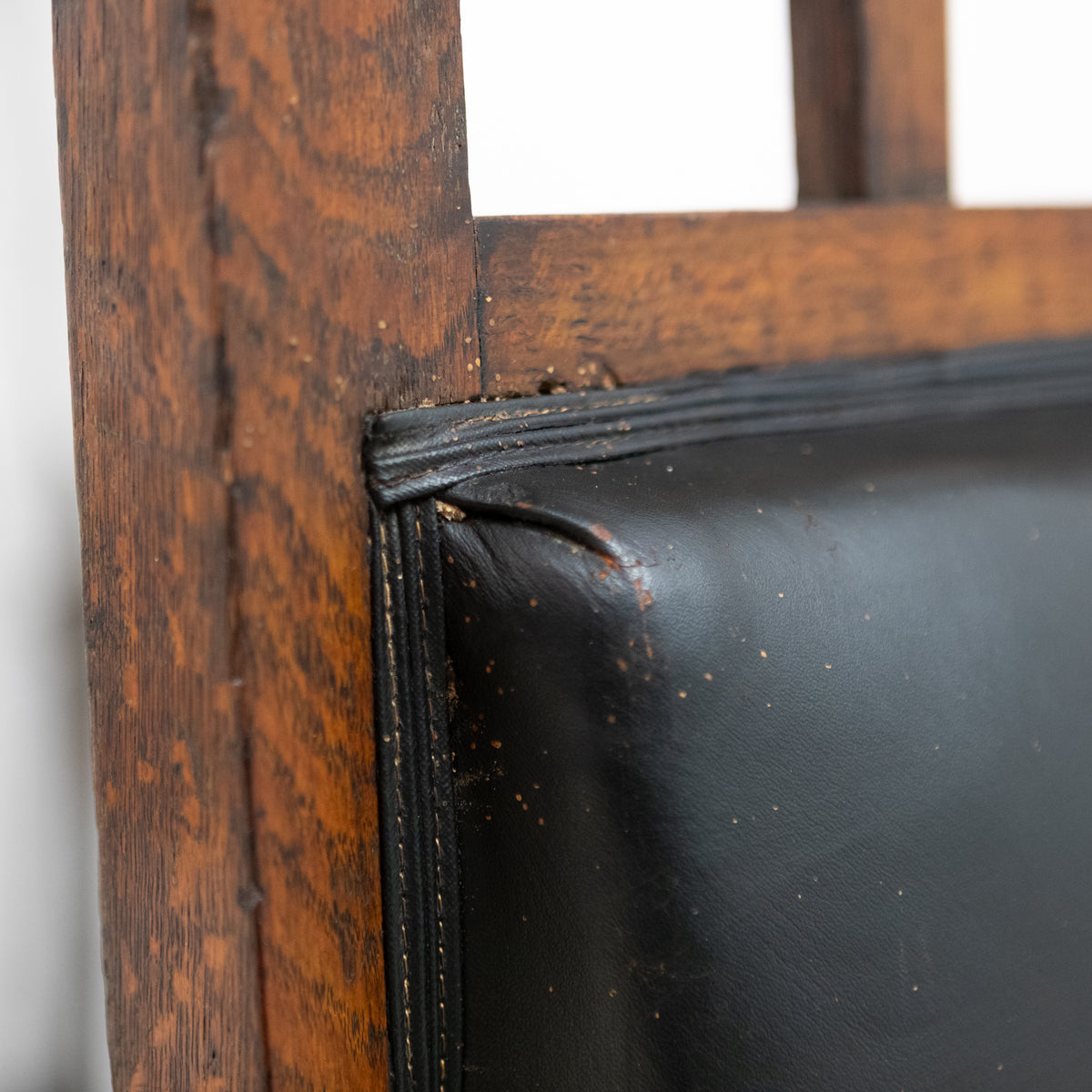 Antique Late Victorian Oak & Leather Library Chair