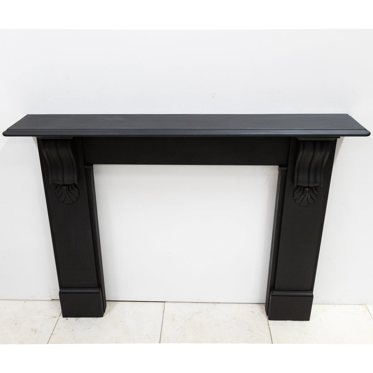 Antique Black Slate Victorian Fireplace Surround With Corbels