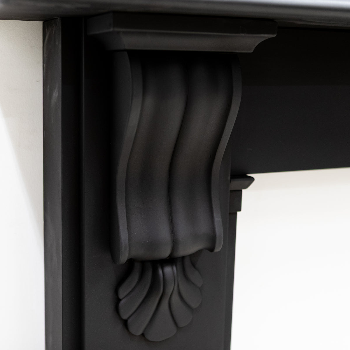 Antique Black Slate Victorian Fireplace Surround With Corbels