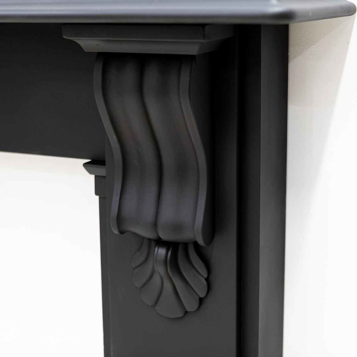 Antique Black Slate Victorian Fireplace Surround With Corbels