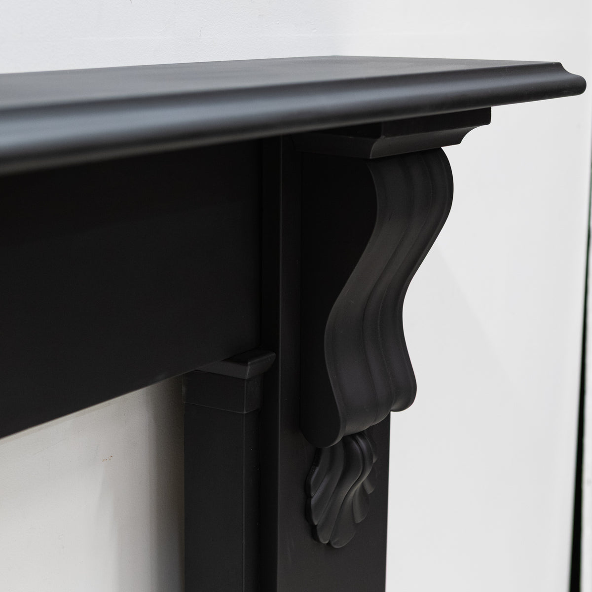 Antique Black Slate Victorian Fireplace Surround With Corbels