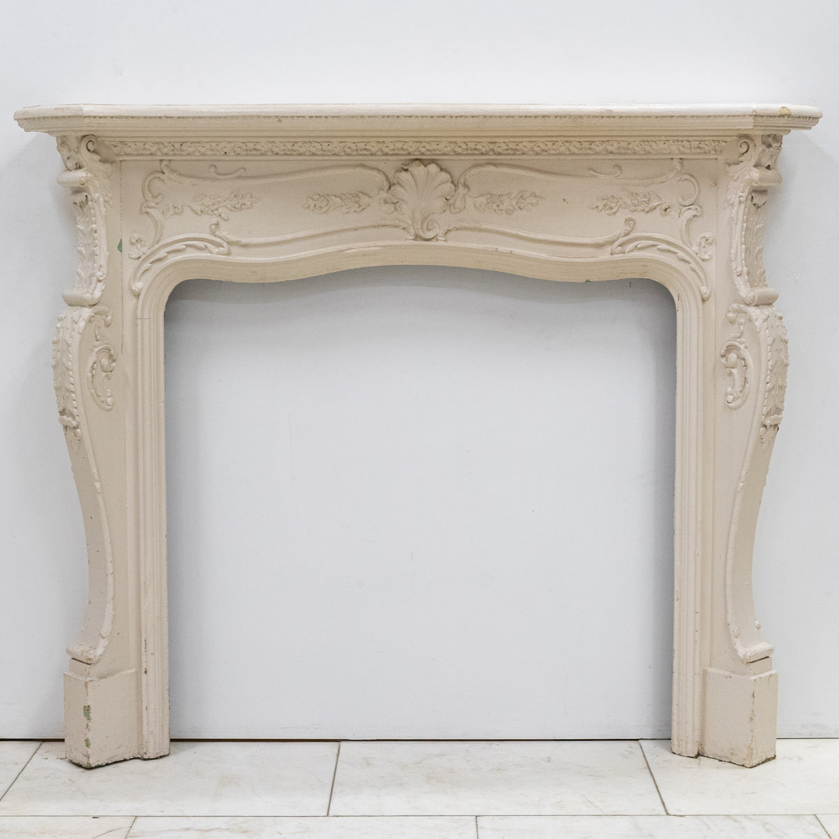 Antique Victorian French Style Wooden Fireplace Surround