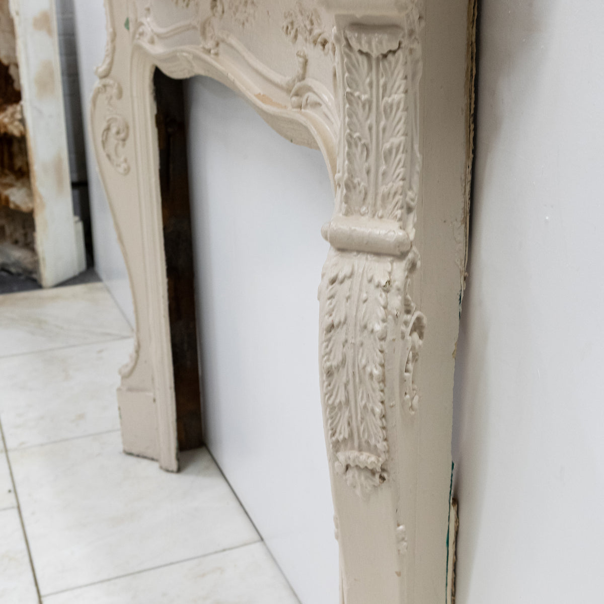 Antique Victorian French Style Wooden Fireplace Surround