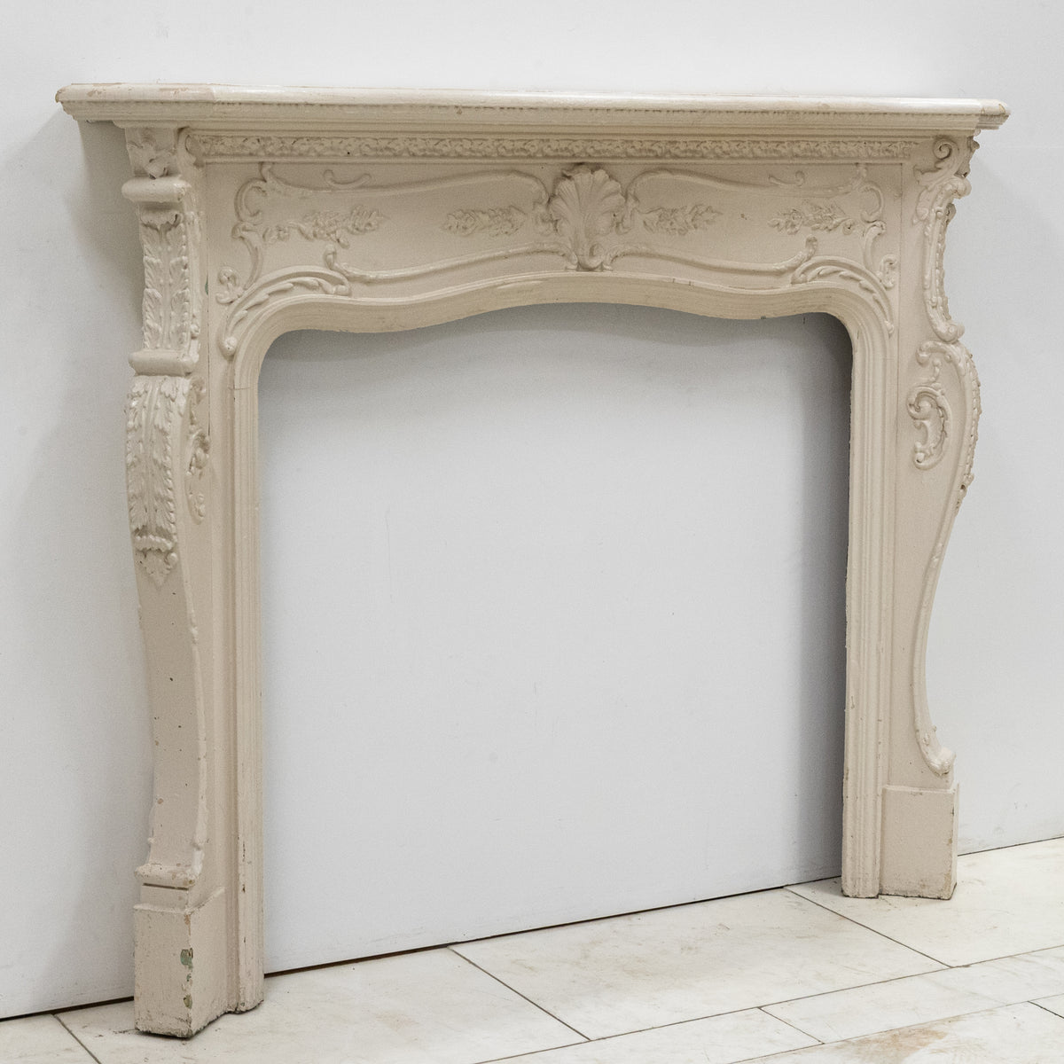Antique Victorian French Style Wooden Fireplace Surround