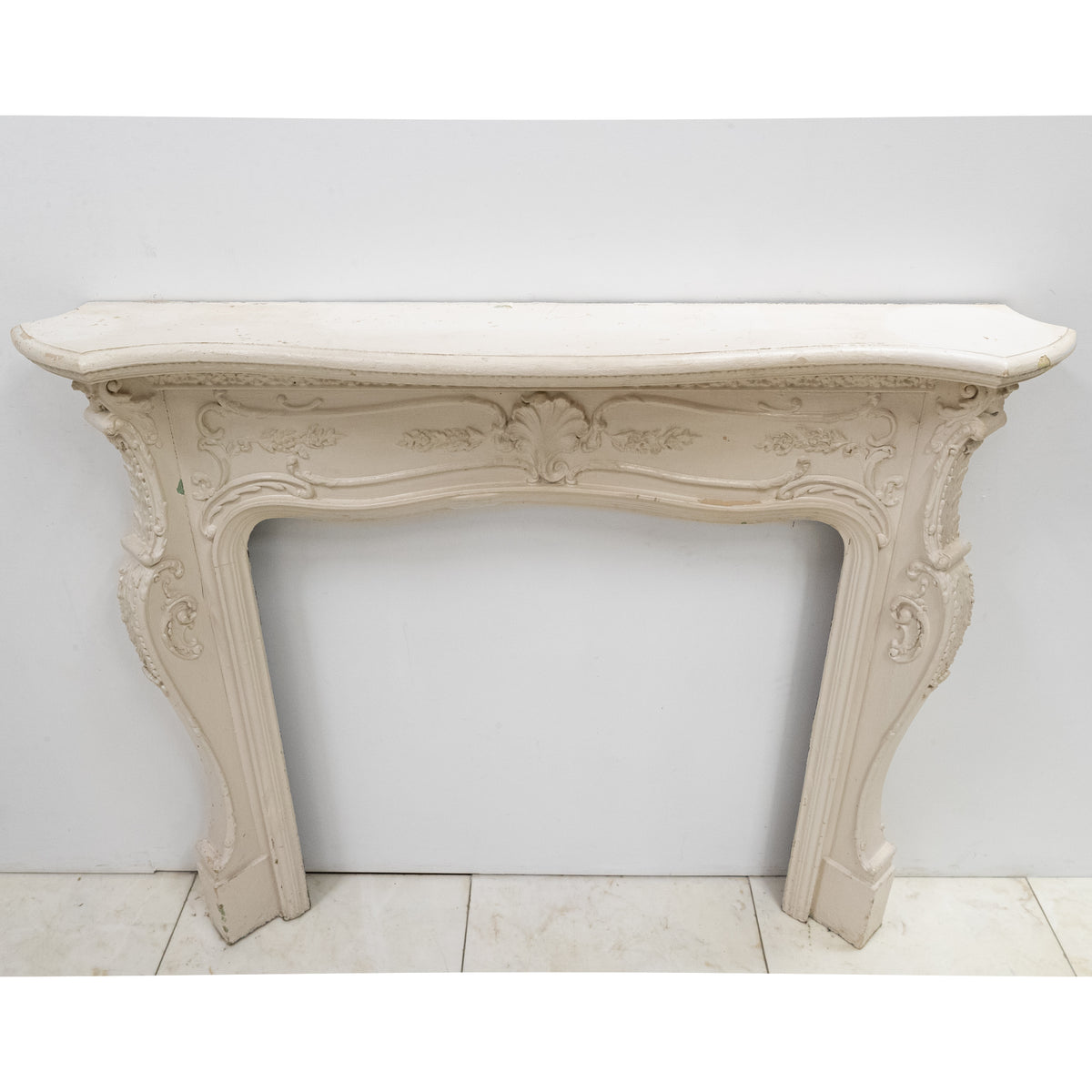 Antique Victorian French Style Wooden Fireplace Surround