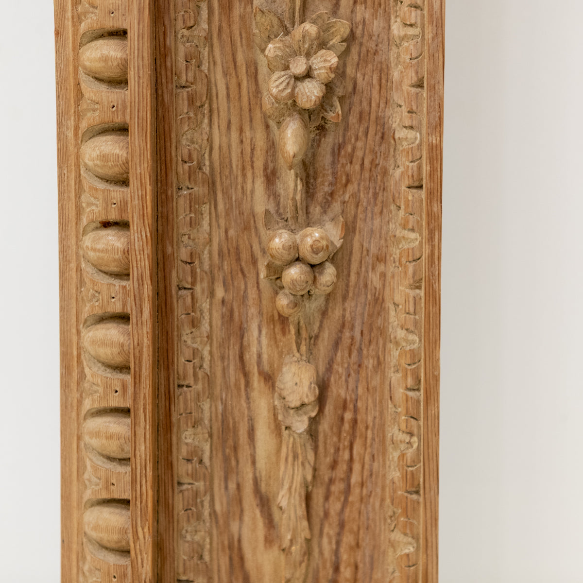 Antique Deeply Carved Wooden Fireplace Surround