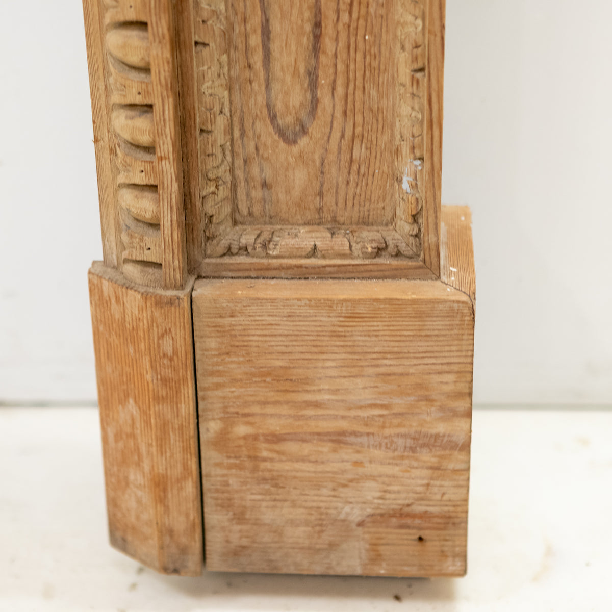Antique Deeply Carved Wooden Fireplace Surround