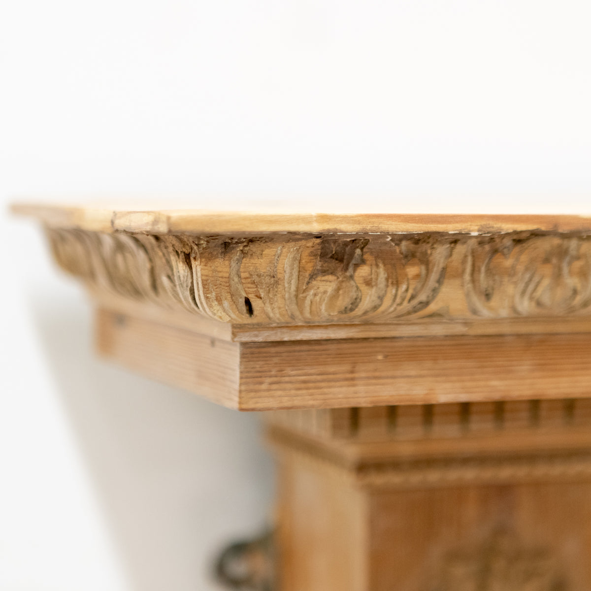 Antique Deeply Carved Wooden Fireplace Surround