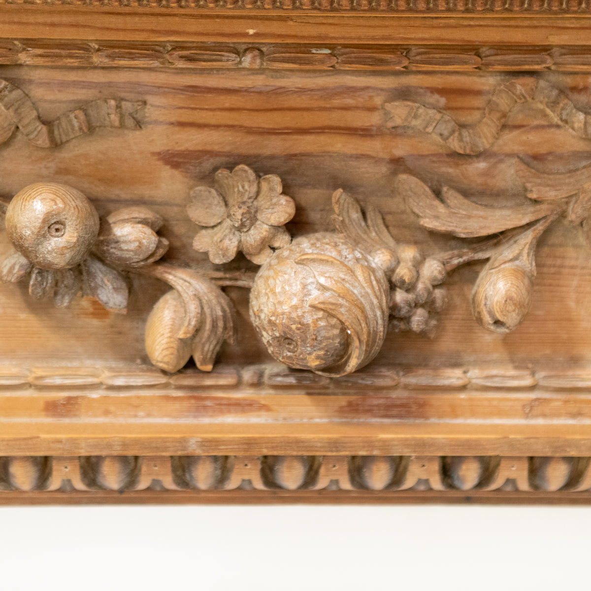Antique Deeply Carved Wooden Fireplace Surround
