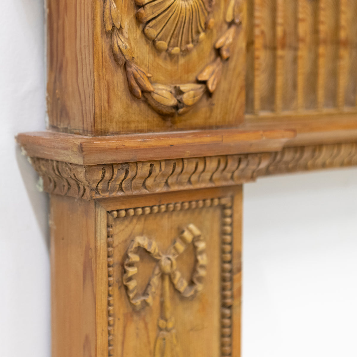 Antique Georgian Pine Wooden Fireplace Surround