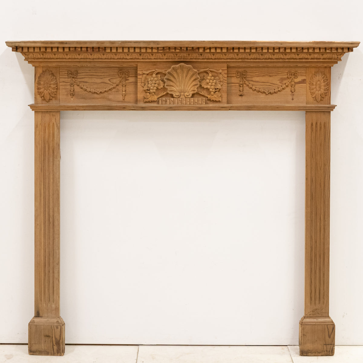Antique Ornate Wooden Fireplace Surround