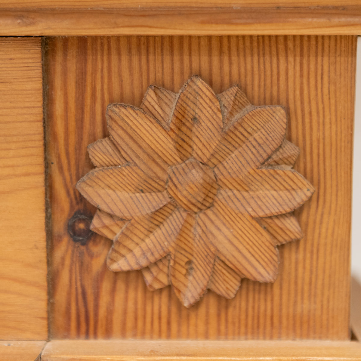 Antique Wooden Fireplace Surround with Flowers