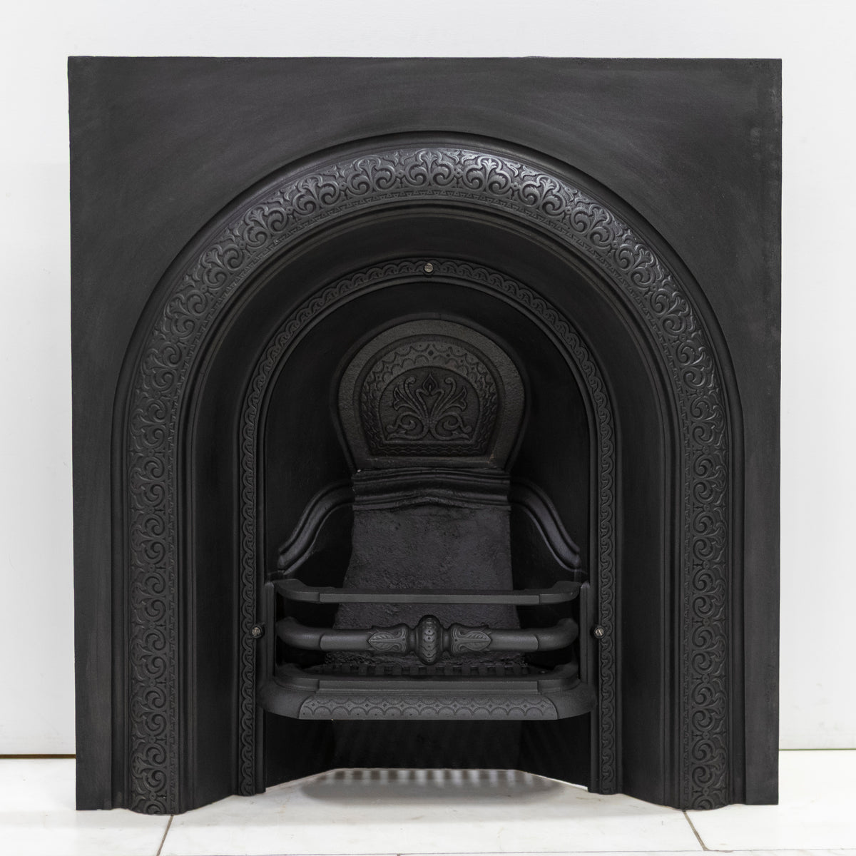 Reclaimed Antique Cast Iron Arched Fireplace Insert