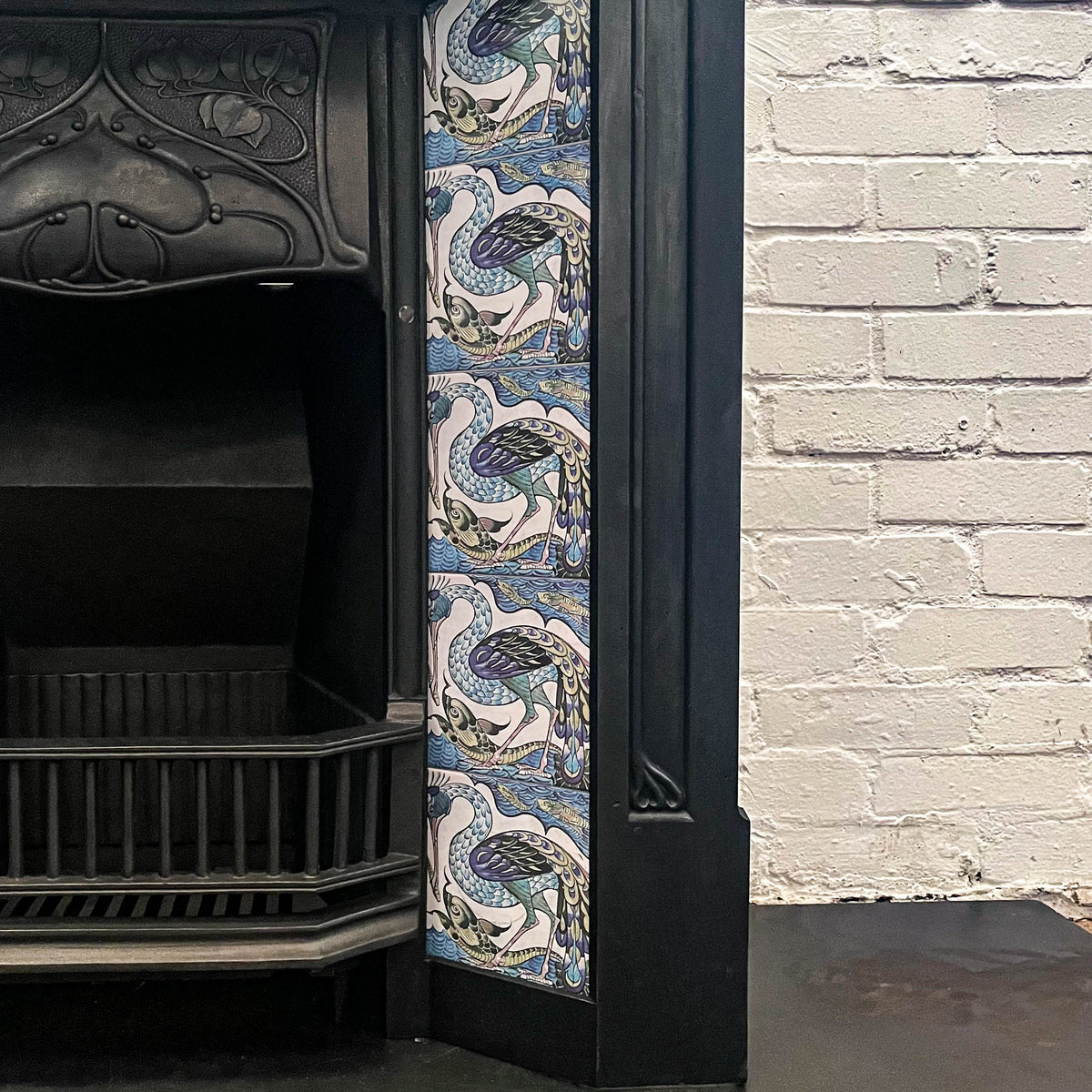 Antique Art Nouveau Tiled Cast Iron Combination Fireplace | The Architectural Forum