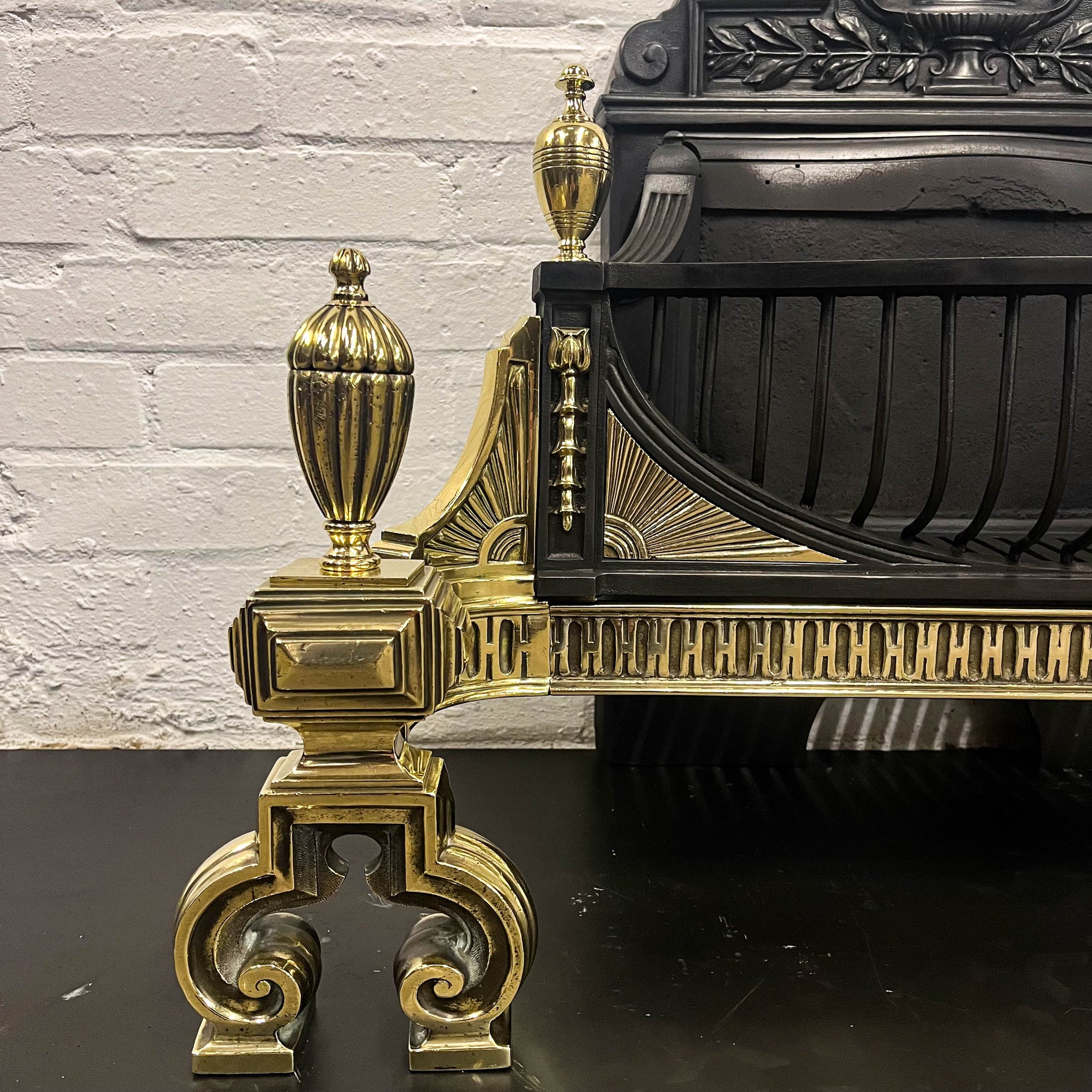 Antique Victorian Cast Iron and Brass Fire Basket | The Architectural Forum