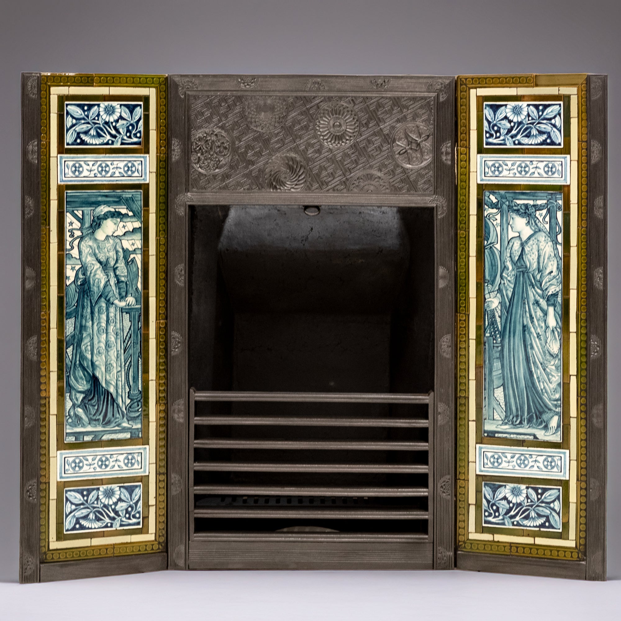 Antique Cast Iron Thomas Jeckyll Insert with William Morris Tiles | The Architectural Forum