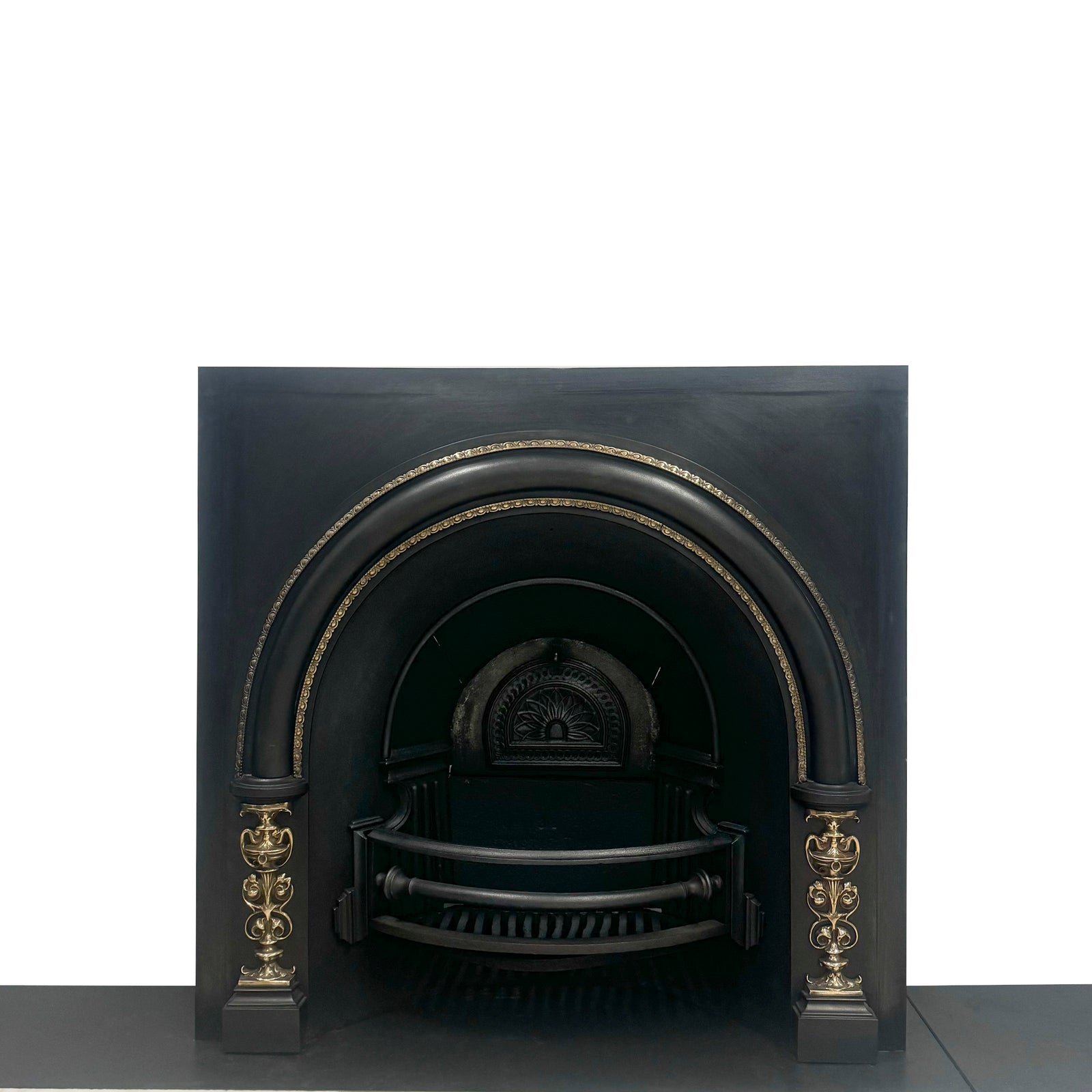 Antique Victorian Arched Cast Iron Insert with Brass | The Architectural Forum