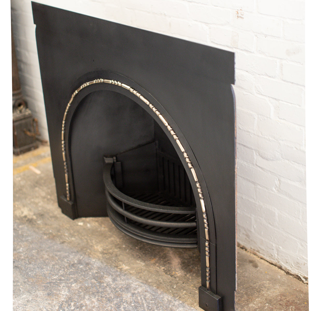 Antique Arched Cast Iron Insert with Brass | The Architectural Forum
