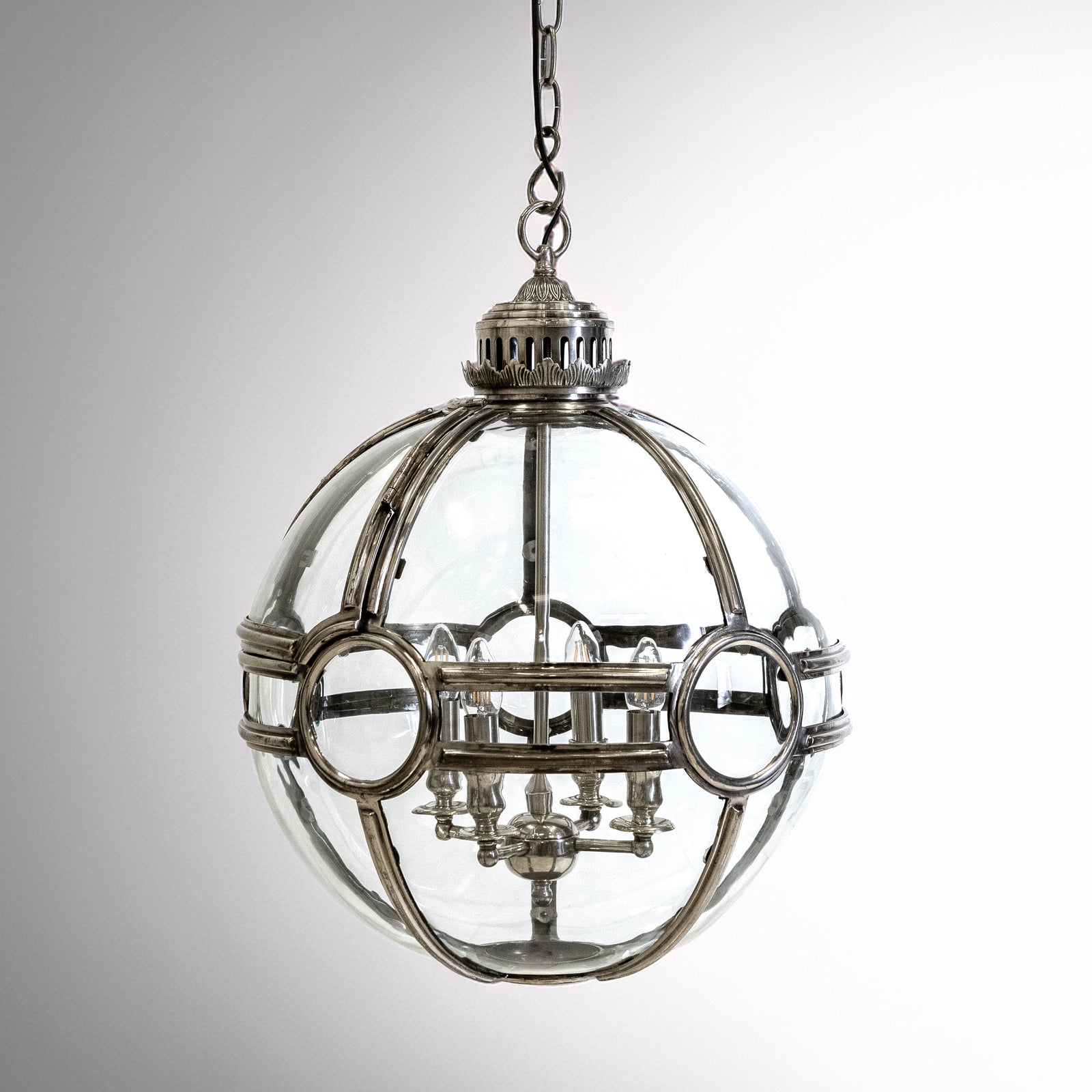 Large Reclaimed Polished Steel Sphere Globe Pendant | The Architectural Forum
