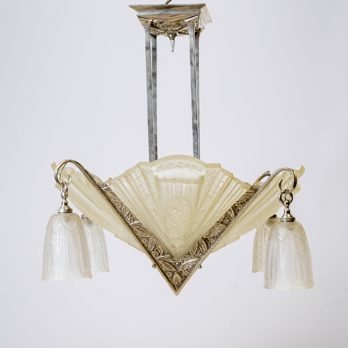 Antique French Art Deco Célestin Jamain Glass Chandelier | Frontisi | The Architectural Forum