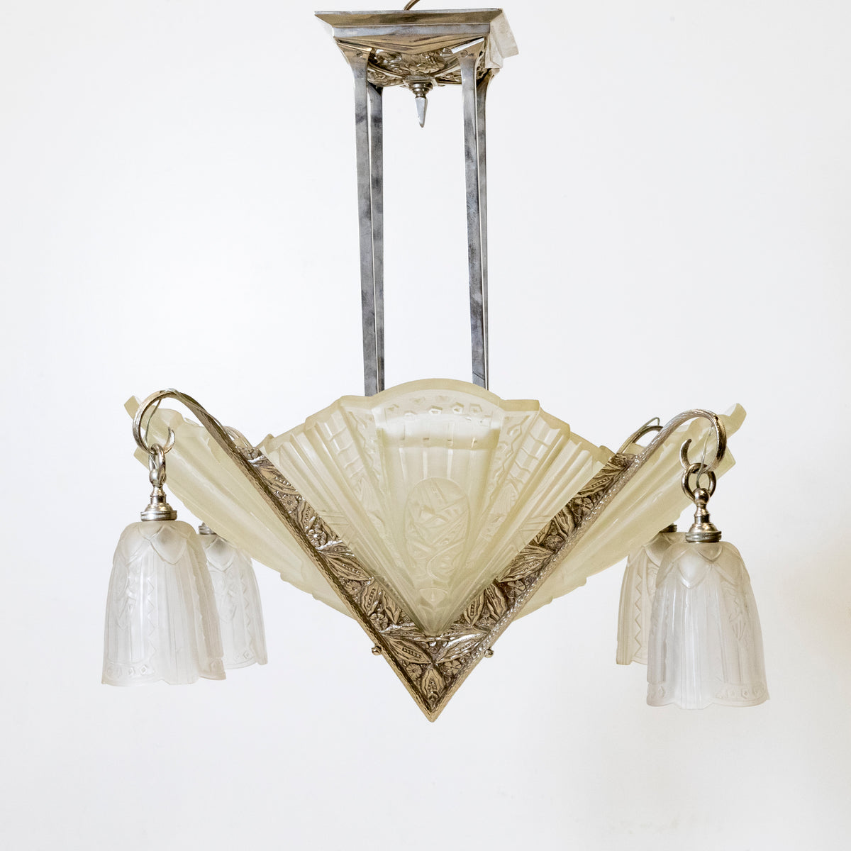 Antique French Art Deco Célestin Jamain Glass Chandelier | Frontisi | The Architectural Forum
