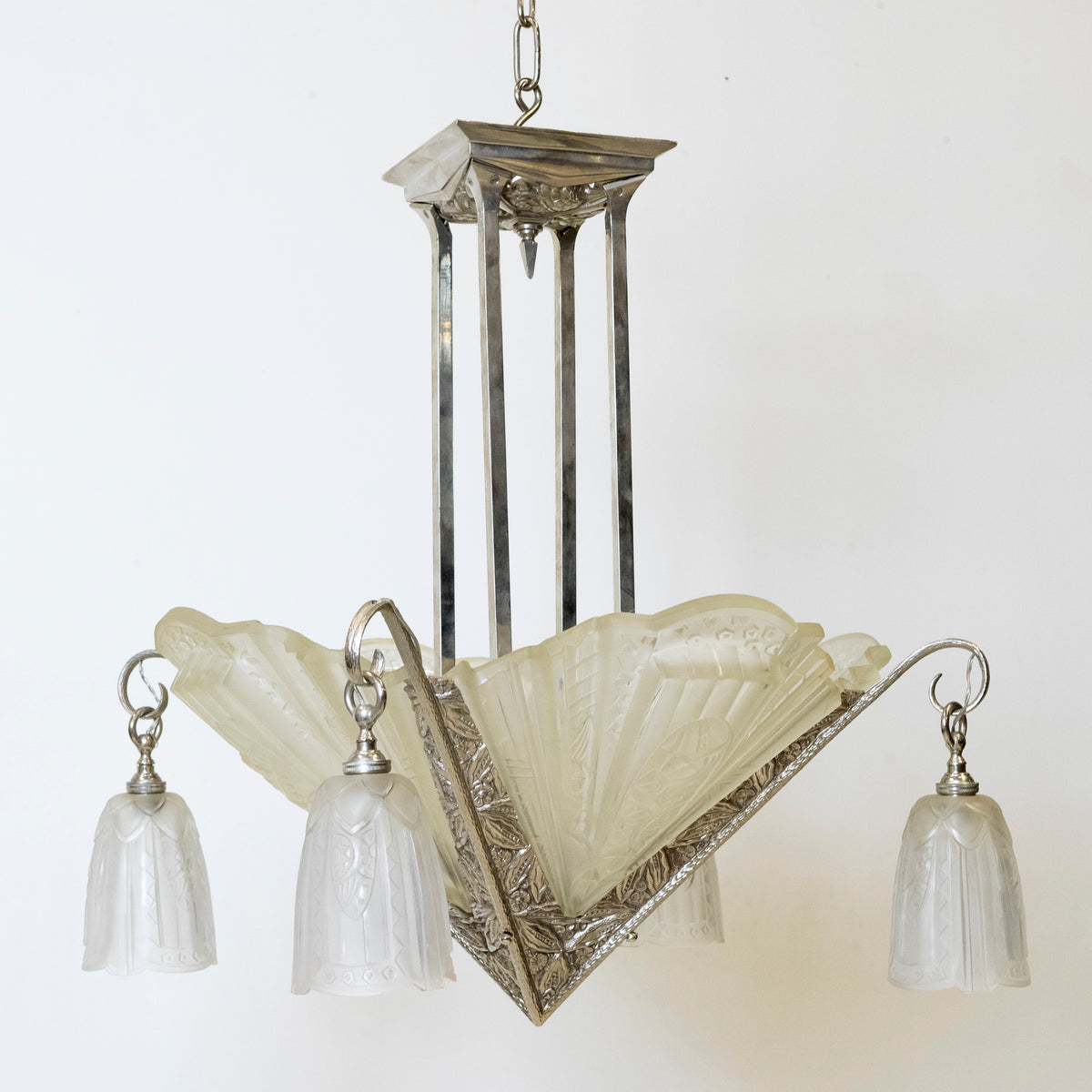 Antique French Art Deco Célestin Jamain Glass Chandelier | Frontisi | The Architectural Forum